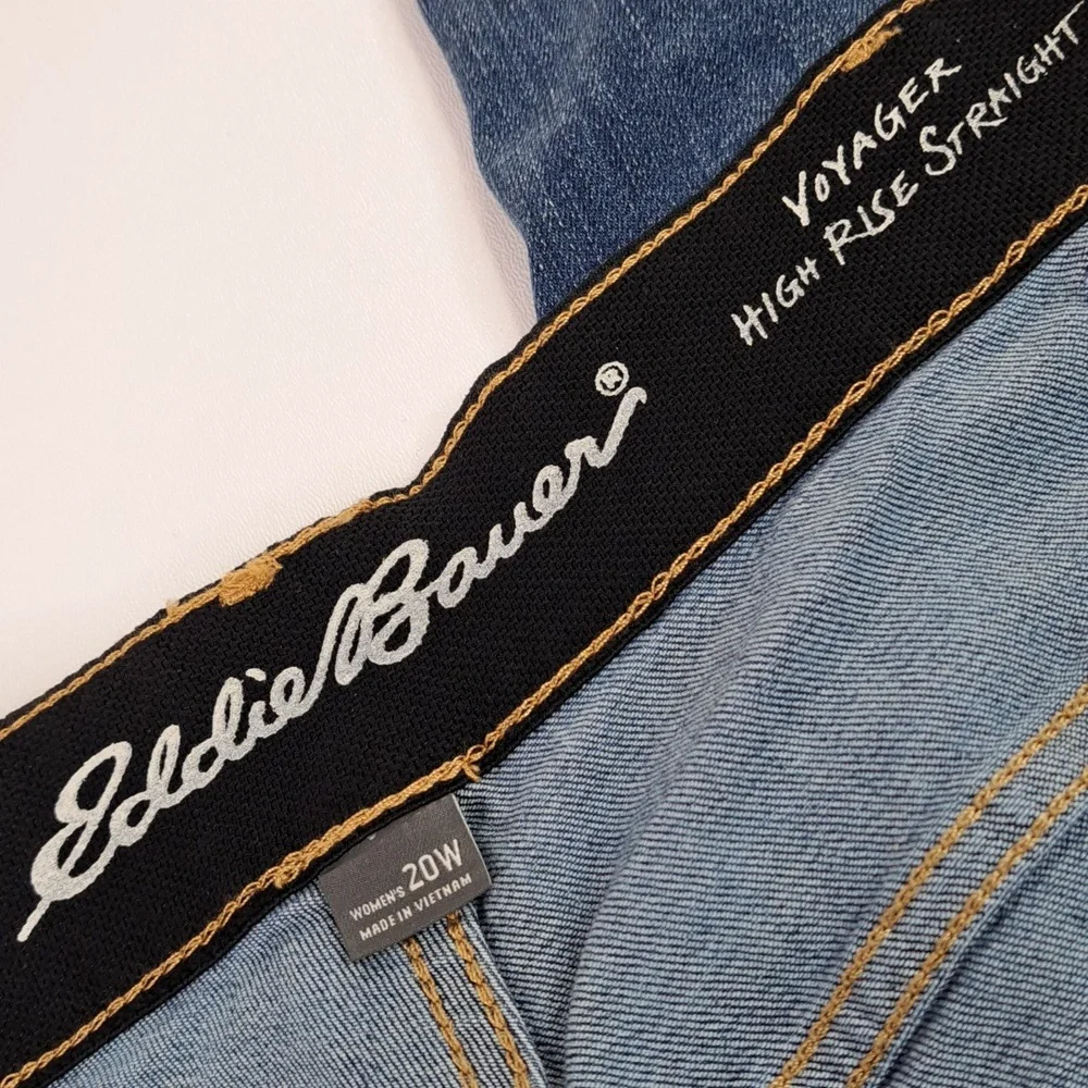 New Eddie Bauer Voyager High Rise Straight Sorbtek Blue Jeans Size 20W - Picture 15 of 17